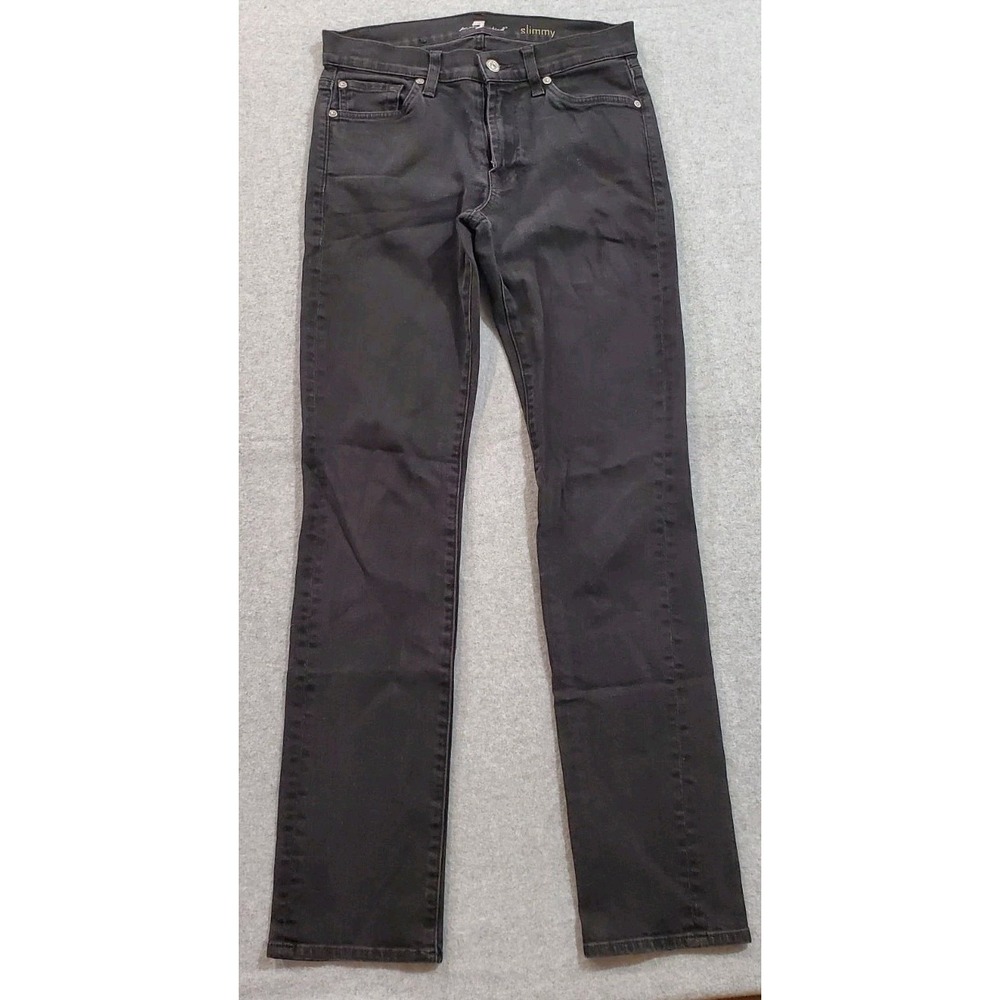 7 For All Mankind Women's Jeans Size 29 Slimmy Black Denim Cotton/Spandex‎ Blend